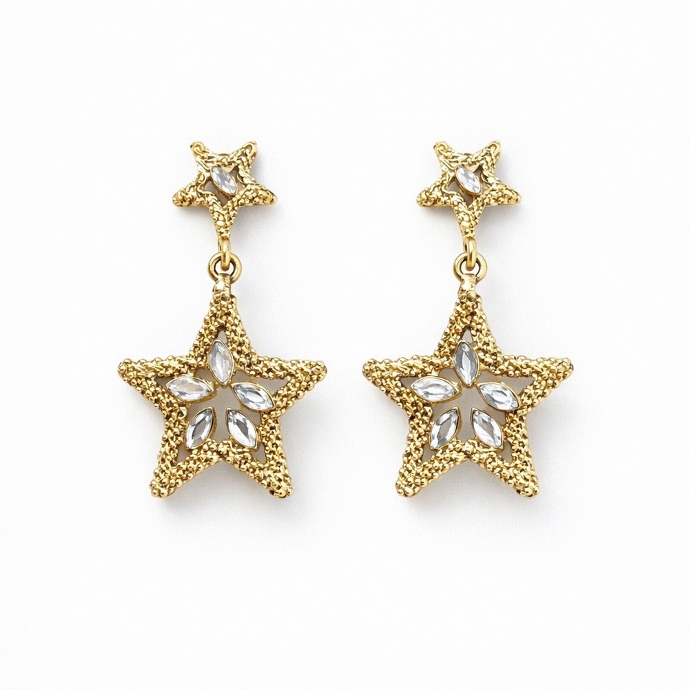 Gold Star Drop Earrings Women’s Jewelry